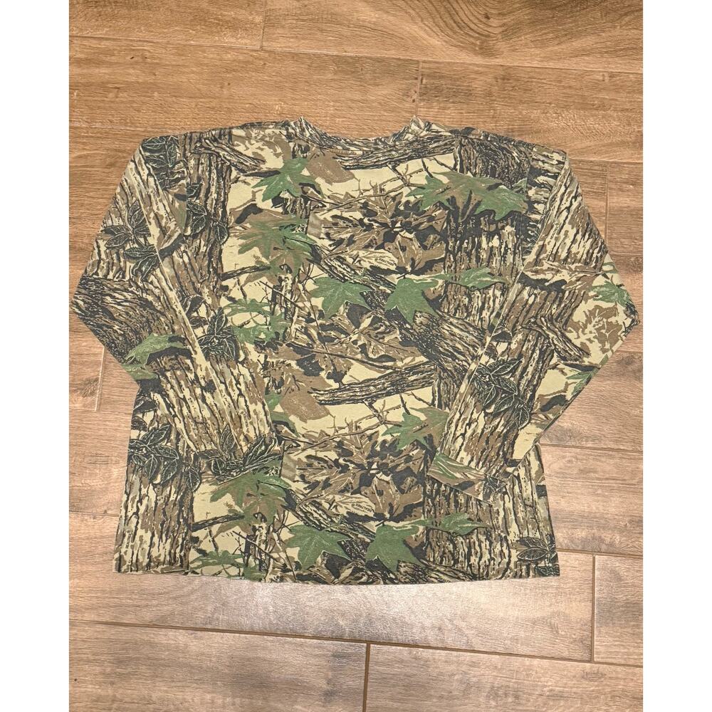 VTG Realtree Mens Single Stitch Pocket Long Sleeve Camo T-shirt Sz L